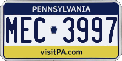 PA license plate MEC3997