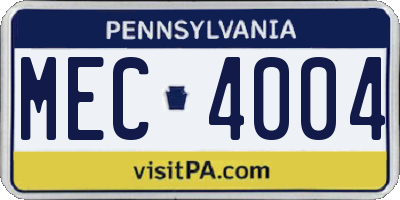 PA license plate MEC4004