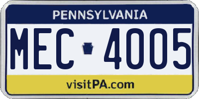 PA license plate MEC4005