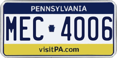 PA license plate MEC4006