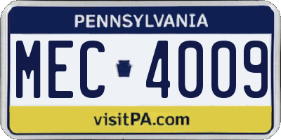 PA license plate MEC4009