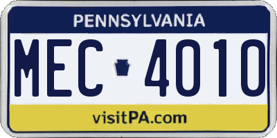 PA license plate MEC4010