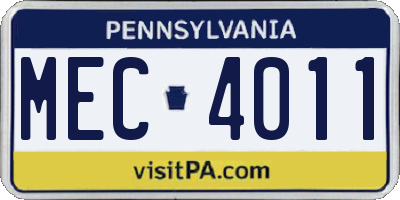 PA license plate MEC4011