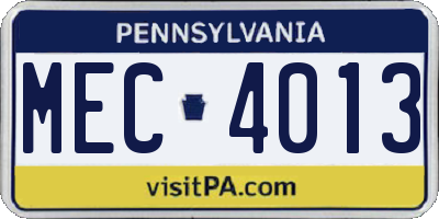 PA license plate MEC4013