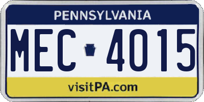 PA license plate MEC4015
