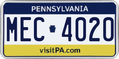 PA license plate MEC4020