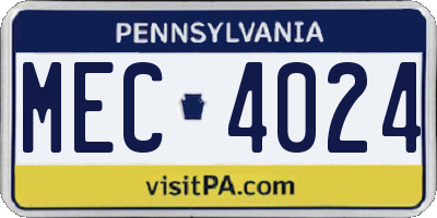 PA license plate MEC4024