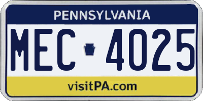 PA license plate MEC4025