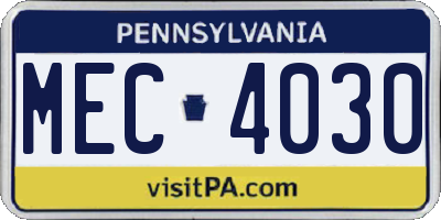 PA license plate MEC4030