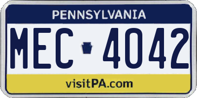 PA license plate MEC4042