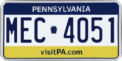 PA license plate MEC4051