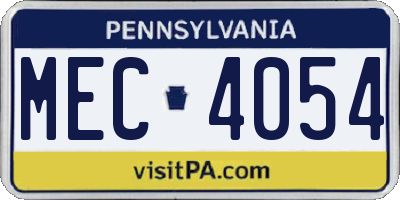 PA license plate MEC4054