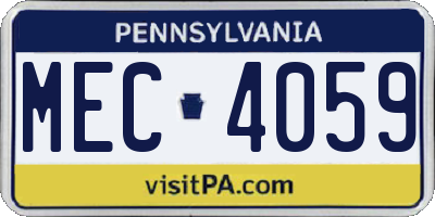 PA license plate MEC4059