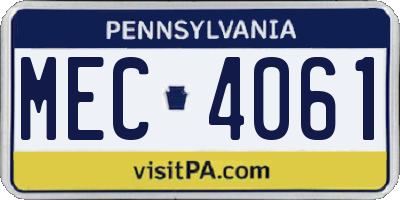PA license plate MEC4061