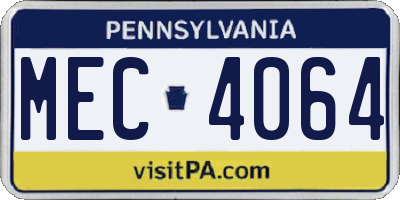 PA license plate MEC4064
