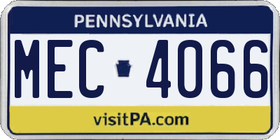 PA license plate MEC4066
