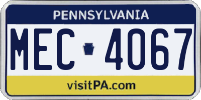 PA license plate MEC4067