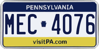 PA license plate MEC4076