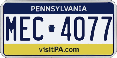 PA license plate MEC4077