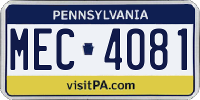 PA license plate MEC4081