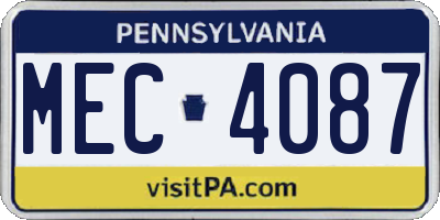 PA license plate MEC4087