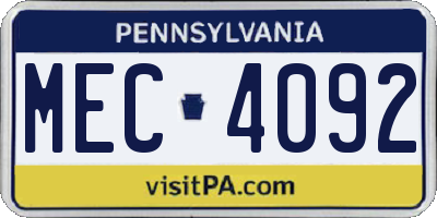 PA license plate MEC4092