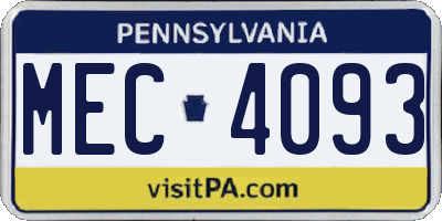 PA license plate MEC4093