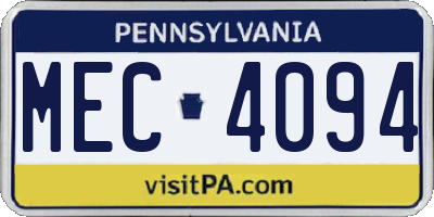 PA license plate MEC4094