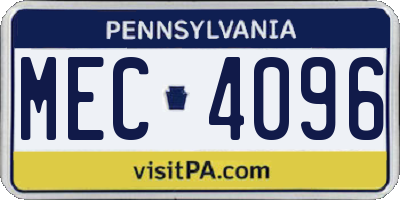 PA license plate MEC4096