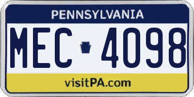 PA license plate MEC4098