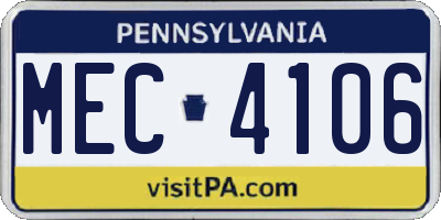 PA license plate MEC4106