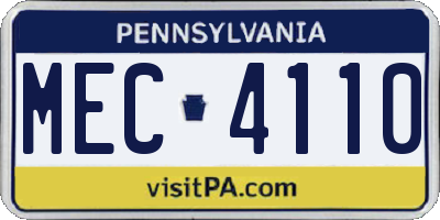 PA license plate MEC4110