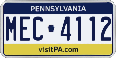PA license plate MEC4112