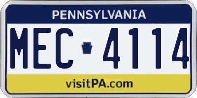 PA license plate MEC4114