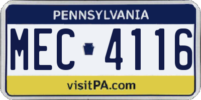 PA license plate MEC4116