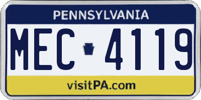 PA license plate MEC4119