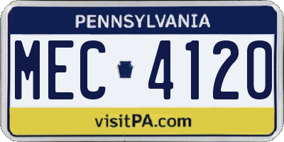 PA license plate MEC4120