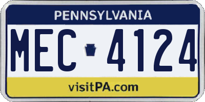 PA license plate MEC4124