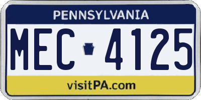 PA license plate MEC4125