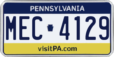 PA license plate MEC4129