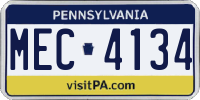 PA license plate MEC4134