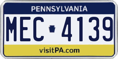 PA license plate MEC4139