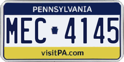 PA license plate MEC4145