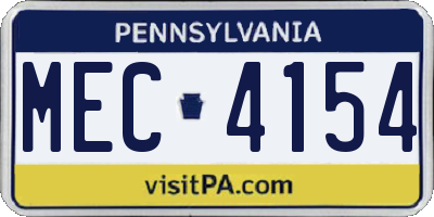 PA license plate MEC4154