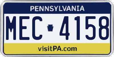PA license plate MEC4158