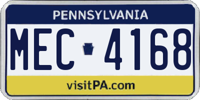 PA license plate MEC4168