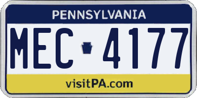 PA license plate MEC4177