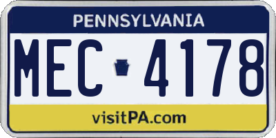 PA license plate MEC4178