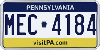 PA license plate MEC4184