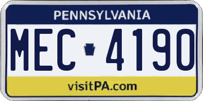 PA license plate MEC4190
